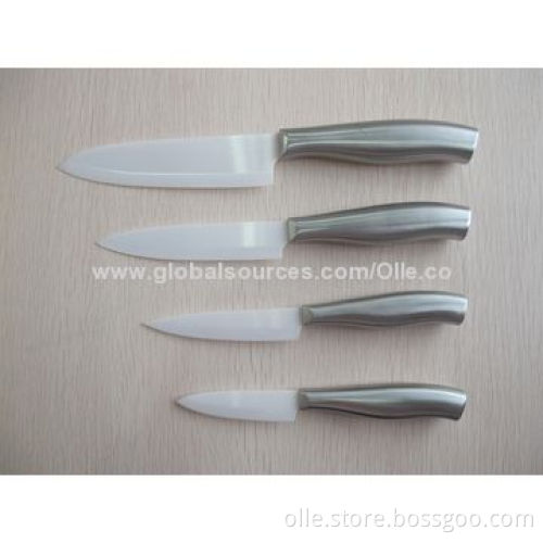 Ceramic Chef's Knife Set with Metal Handle, 35-42 Degrees Cutting Edge Angle